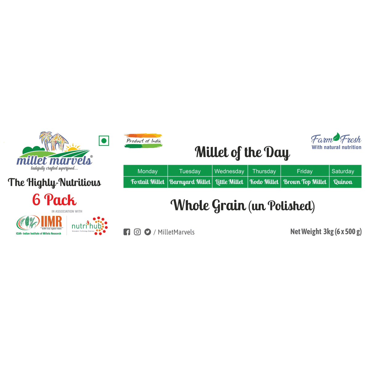 Millet Marvels Wholegrain, 6x500 gm, Pack of 1 Millet Marvels Wholegrain, 6x500 gm, Pack of 1