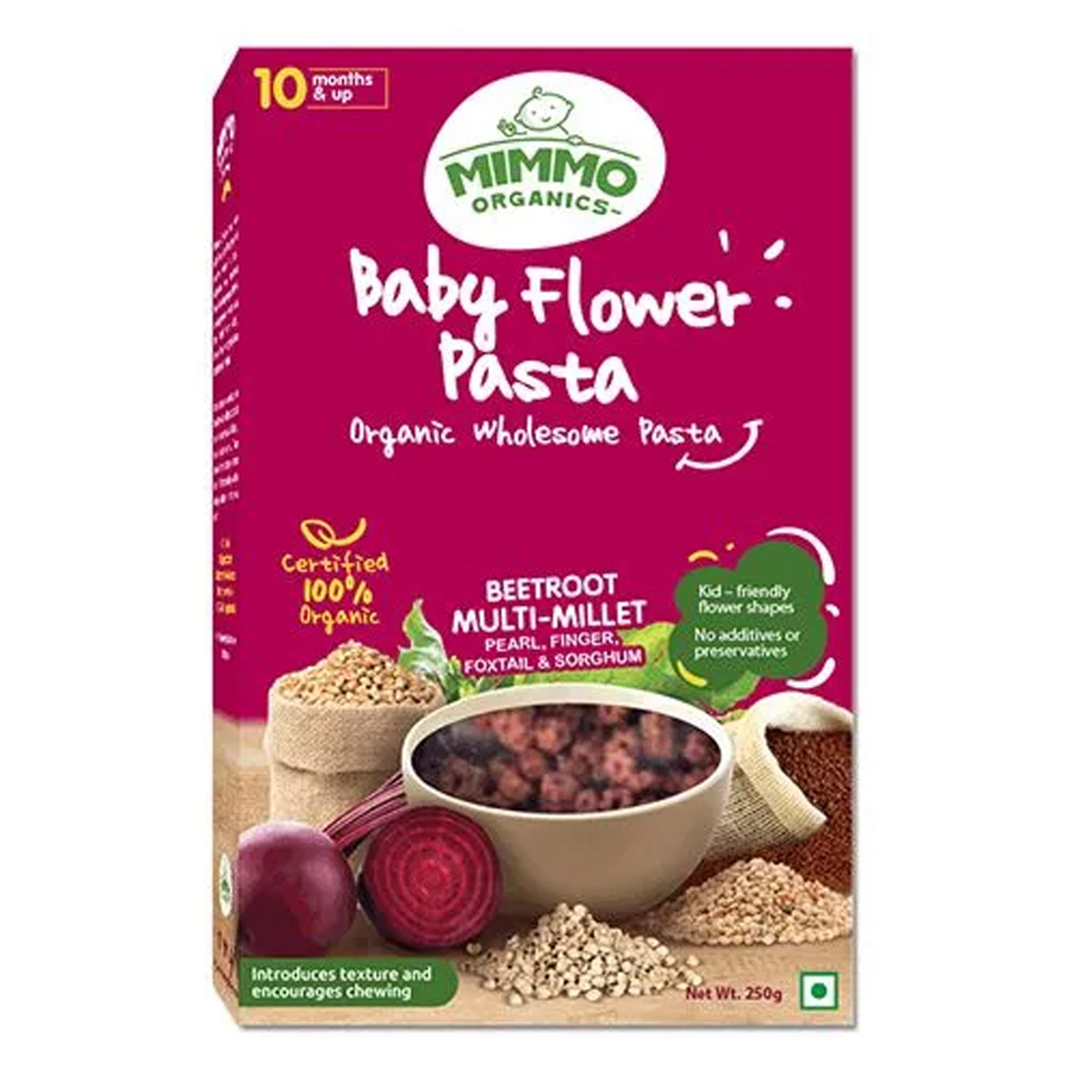 Mimmo Organics Baby Flower Multi-Millet Pasta, 250 gm, Pack of 1 Mimmo Organics Baby Flower Multi-Millet Pasta, 250 gm, Pack of 1