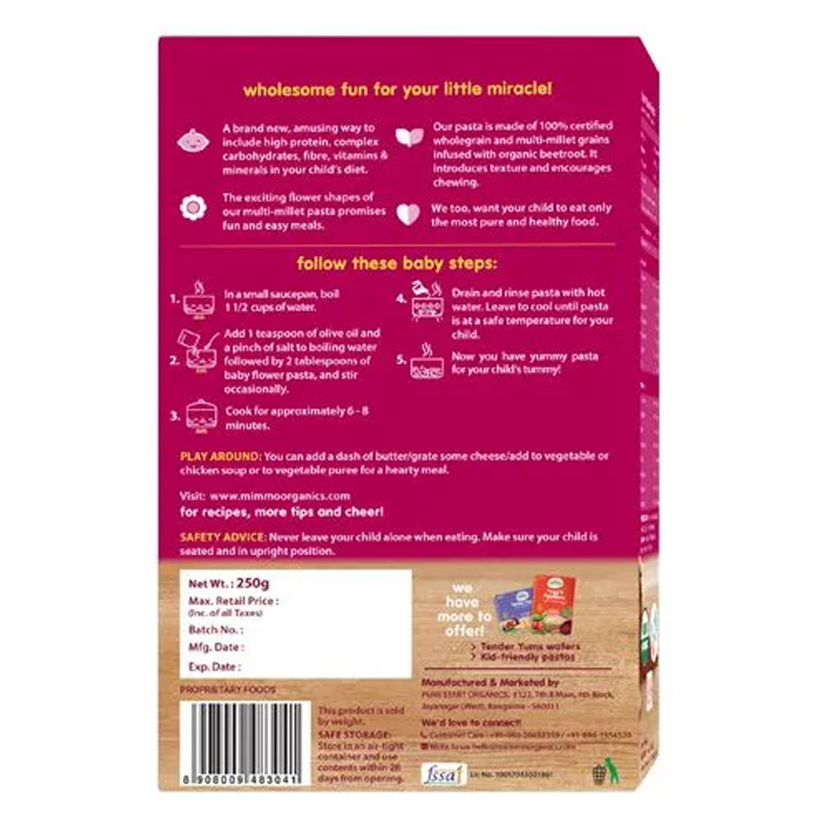 Mimmo Organics Baby Flower Multi-Millet Pasta, 250 gm, Pack of 1 Mimmo Organics Baby Flower Multi-Millet Pasta, 250 gm, Pack of 1