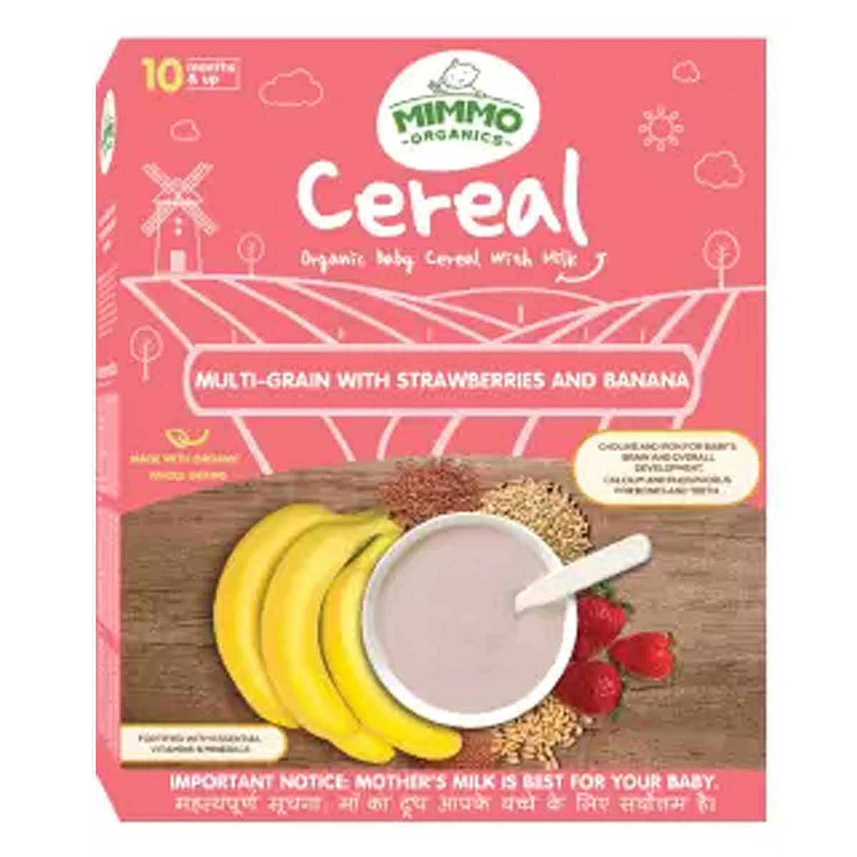 Mimmo Organics Multi-Grain with Strawberries and Banana Baby Cereal 10+Months, 200 gm Refill Pack, Pack of 1 Mimmo Organics Multi-Grain with Strawberries and Banana Baby Cereal 10+Months, 200 gm Refill Pack, Pack of 1