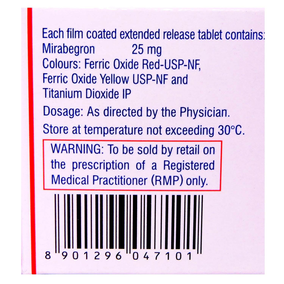 Mirago 25 Tablet 10's, Pack of 10 TABLETS Mirago 25 Tablet 10's, Pack of 10 TABLETS