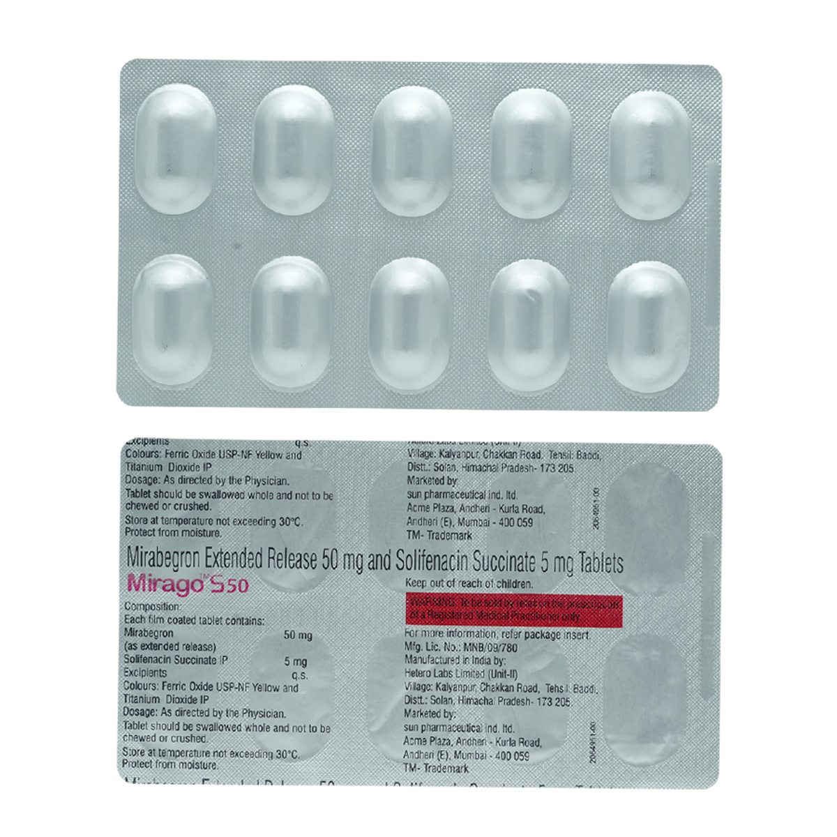 Mirago-S 50 Tablet 10's, Pack of 10 TABLETS Mirago-S 50 Tablet 10's, Pack of 10 TABLETS