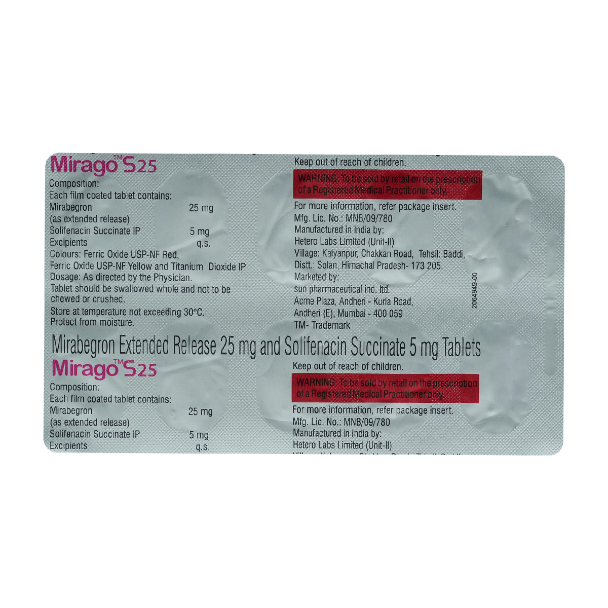 Mirago S 25 Tablet 10's, Pack of 10 Mirago S 25 Tablet 10's, Pack of 10