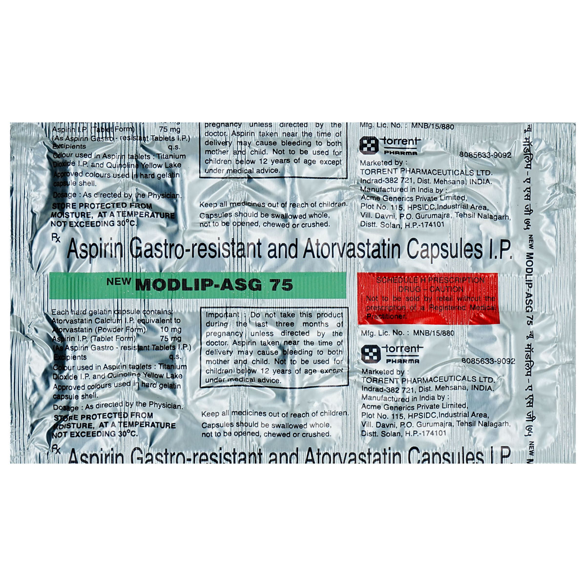 New Modlip-ASG 75 Capsule 10's, Pack of 10 CAPSULES New Modlip-ASG 75 Capsule 10's, Pack of 10 CAPSULES