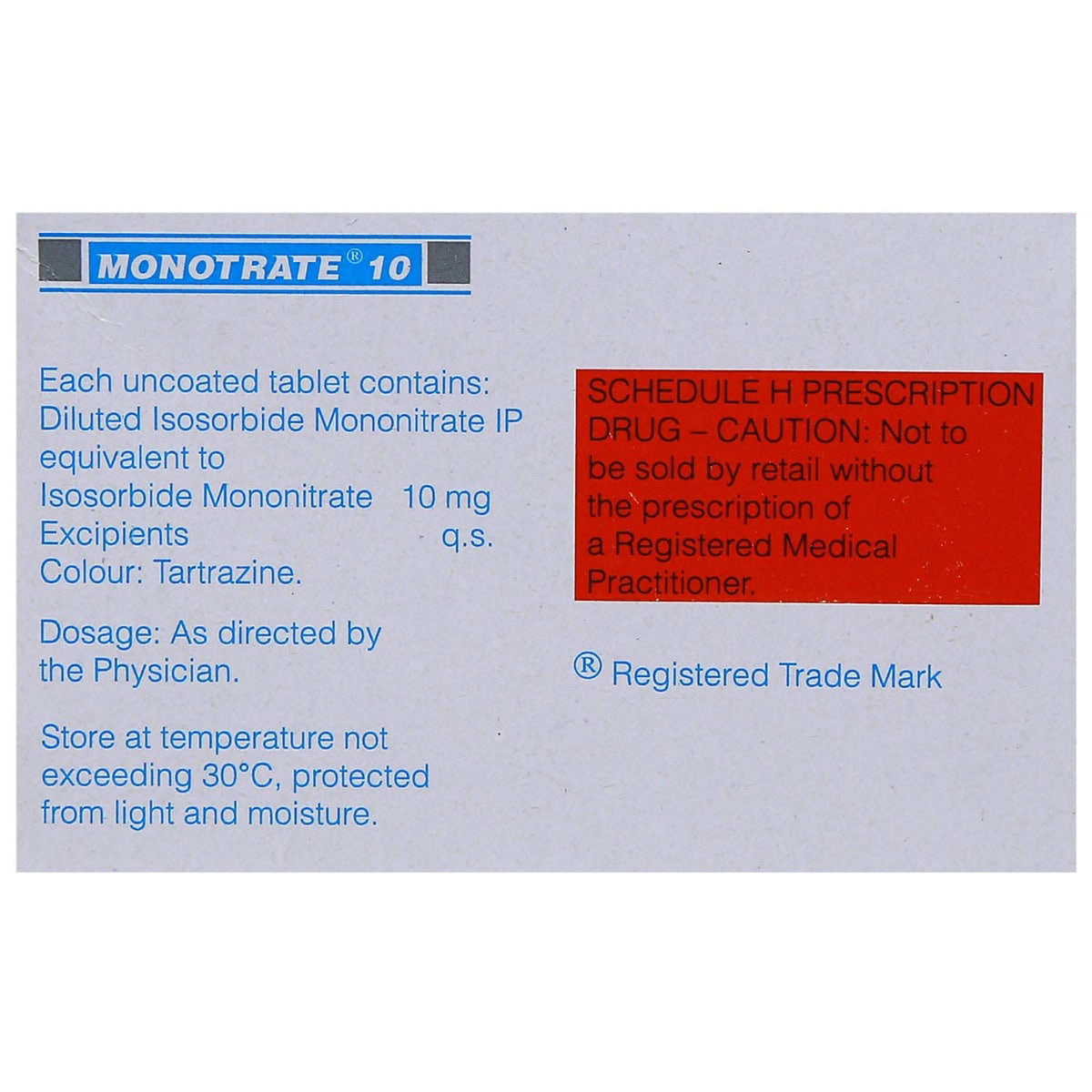 Monotrate 10 Tablet 10's, Pack of 10 TABLETS Monotrate 10 Tablet 10's, Pack of 10 TABLETS