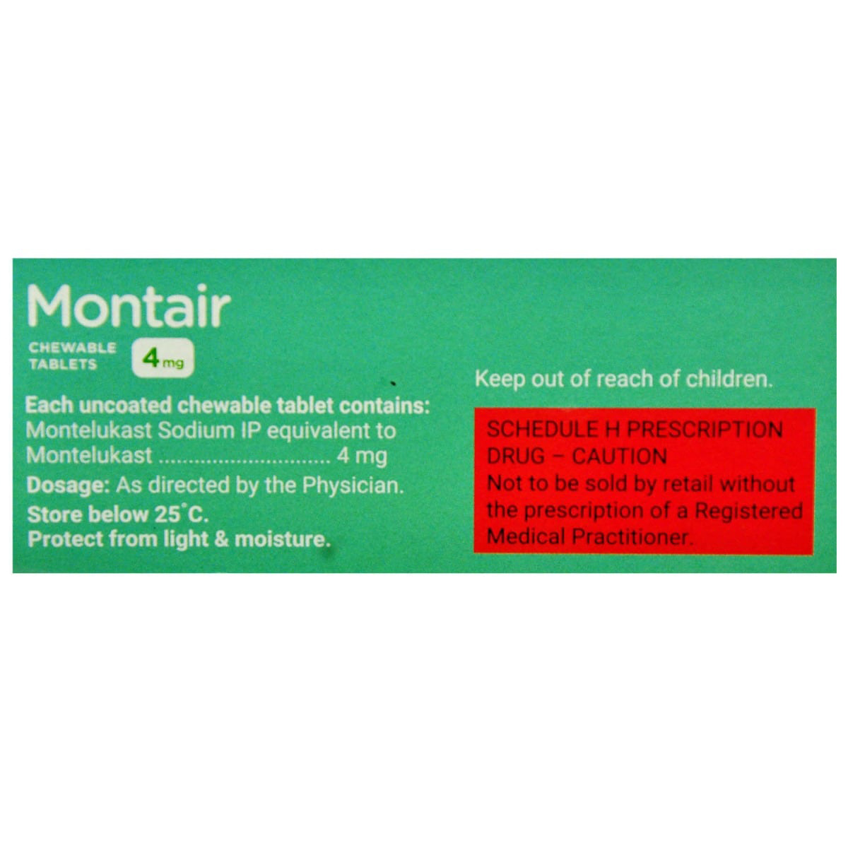 Montair 4 mg Chewable Tablet 15's, Pack of 15 TABLETS Montair 4 mg Chewable Tablet 15's, Pack of 15 TABLETS