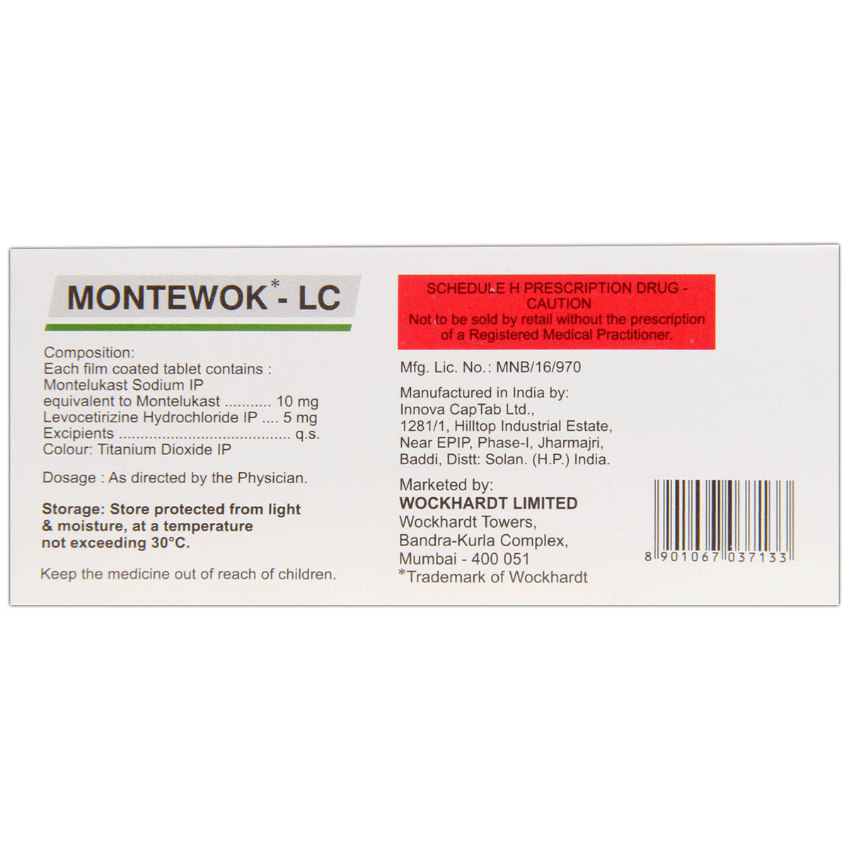 Montewok-LC Tablet 10's, Pack of 10 TABLETS Montewok-LC Tablet 10's, Pack of 10 TABLETS