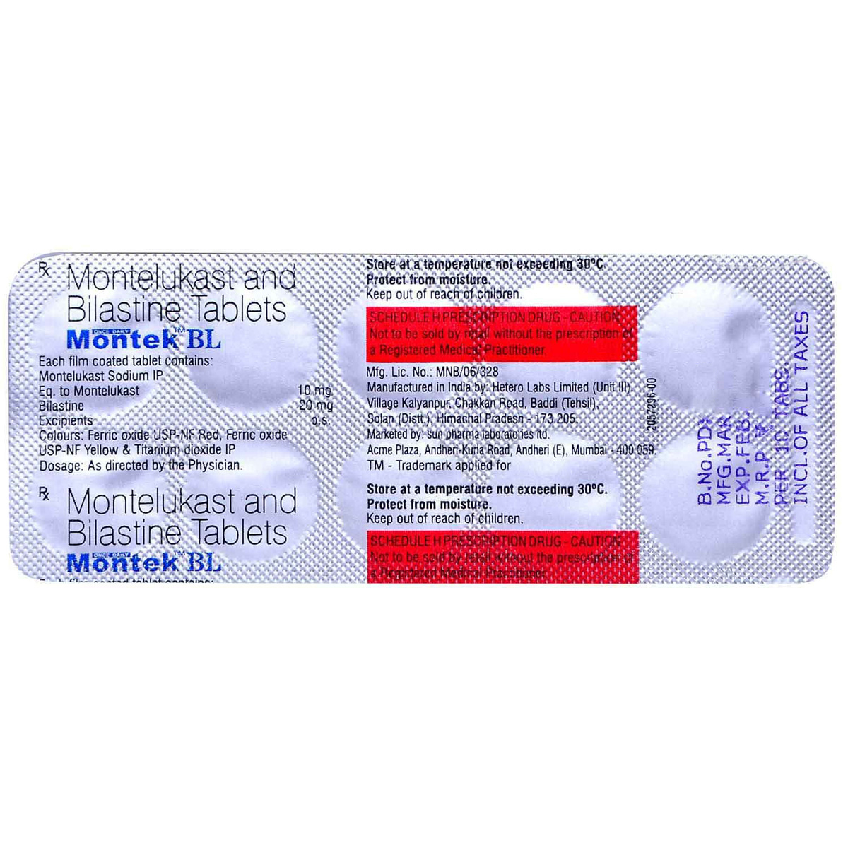 Montek BL Tablet 10's, Pack of 10 TABLETS Montek BL Tablet 10's, Pack of 10 TABLETS