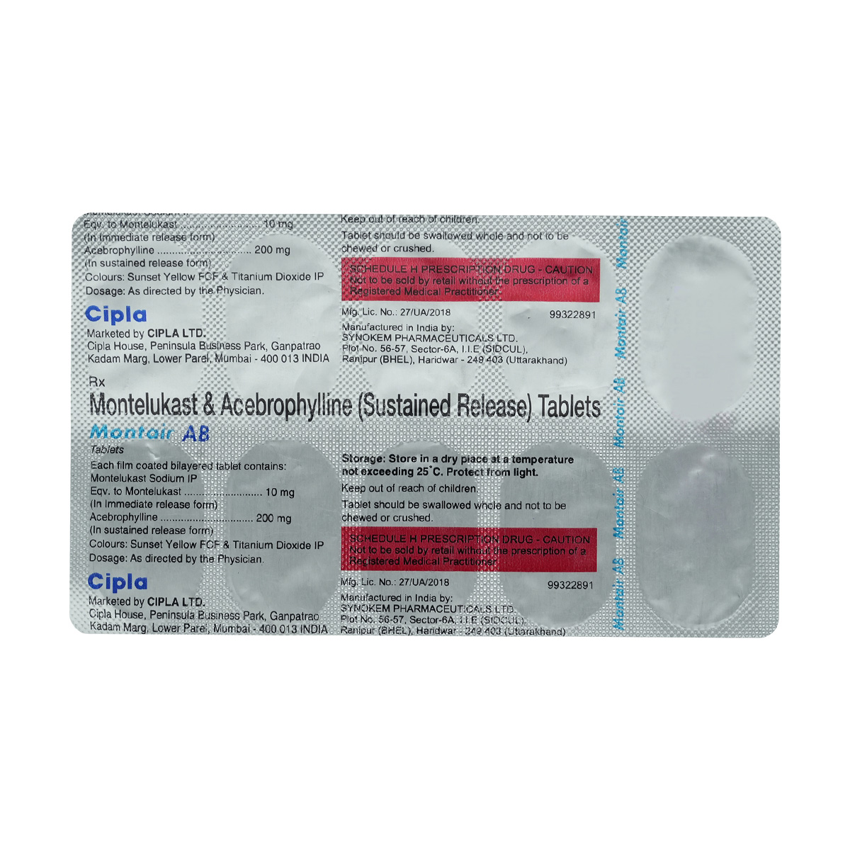 Montair AB Tablet 10's, Pack of 10 TabletS Montair AB Tablet 10's, Pack of 10 TabletS