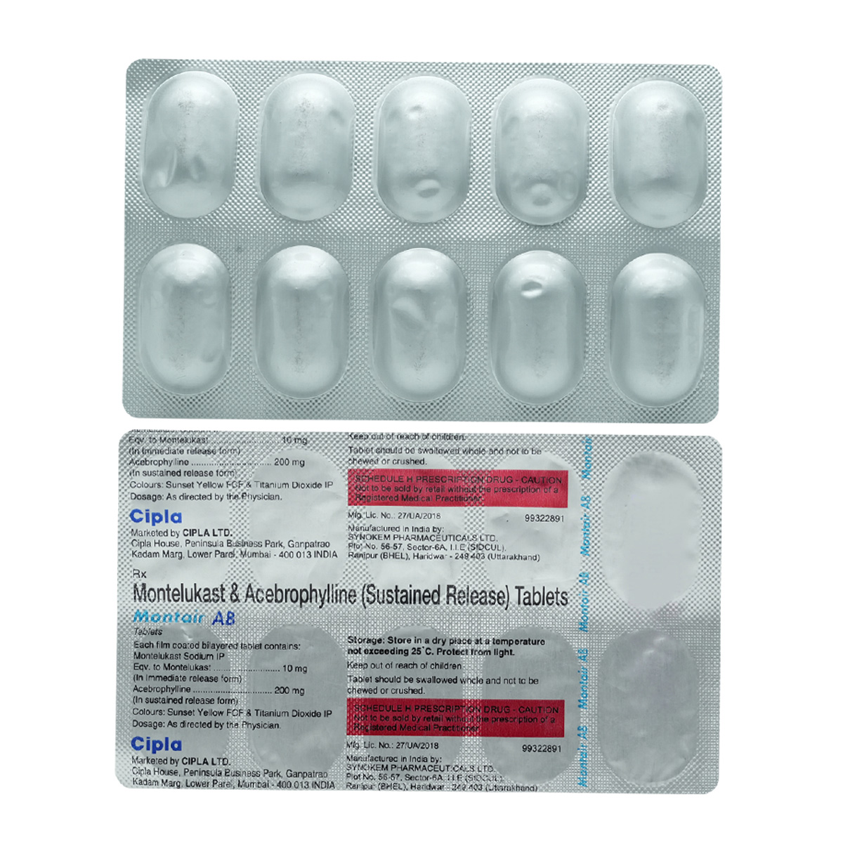 Montair AB Tablet 10's, Pack of 10 TabletS Montair AB Tablet 10's, Pack of 10 TabletS