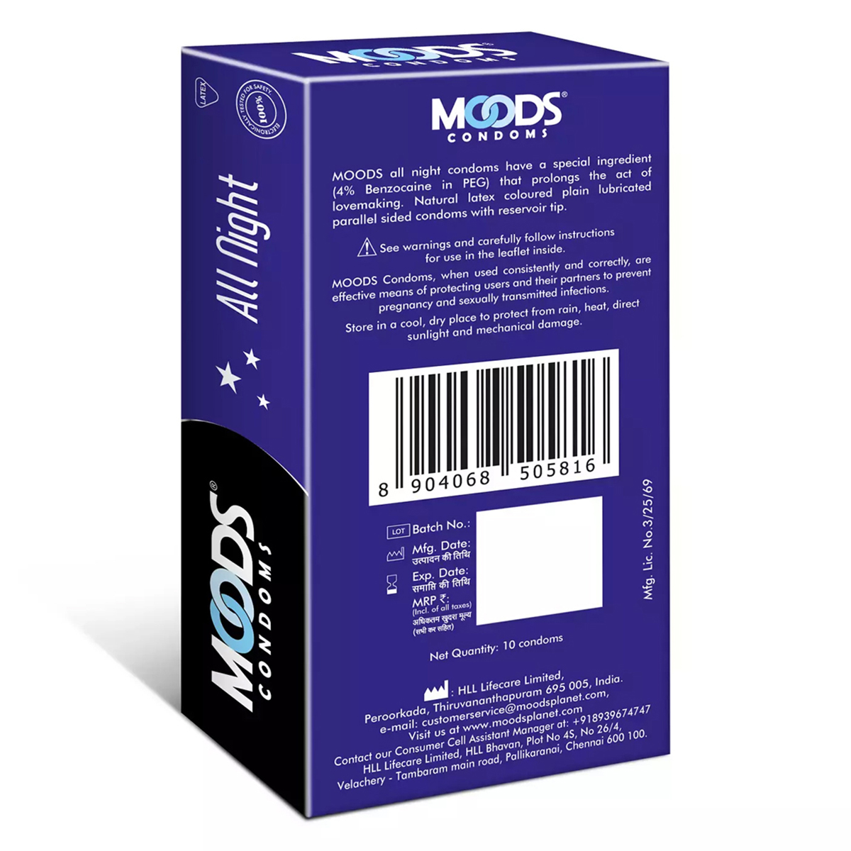 Moods All Night Condoms, 10 Count, Pack of 1 Moods All Night Condoms, 10 Count, Pack of 1
