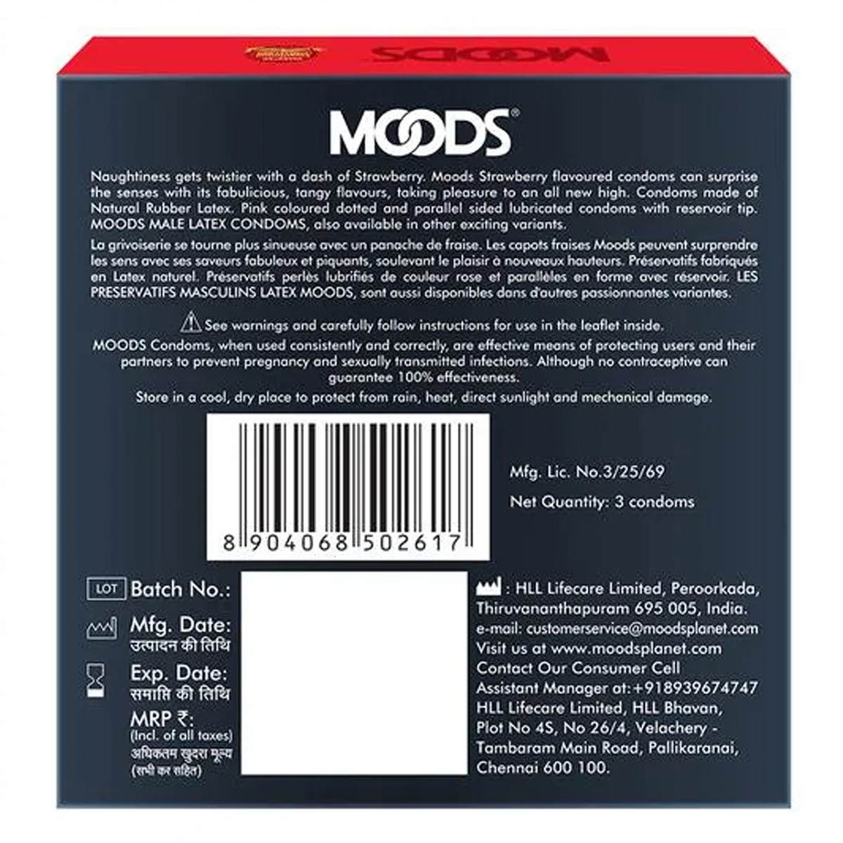 Moods Dotted Strawberry Flavour Condoms, 3 Count, Pack of 1 Moods Dotted Strawberry Flavour Condoms, 3 Count, Pack of 1