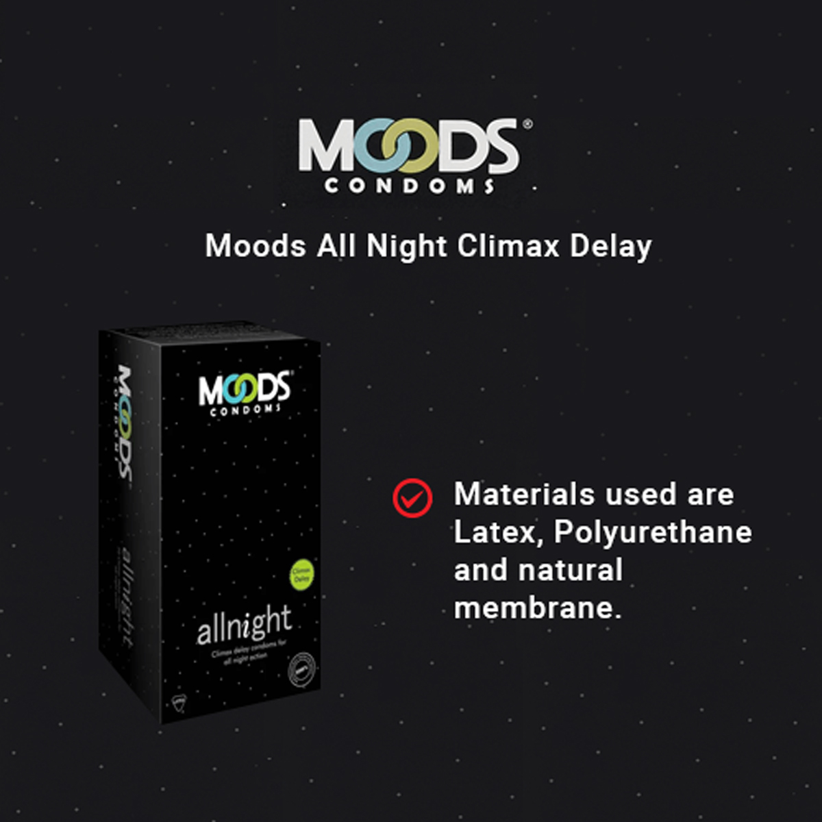 Moods Allnight Condoms, 20 Count, Pack of 1 Moods Allnight Condoms, 20 Count, Pack of 1