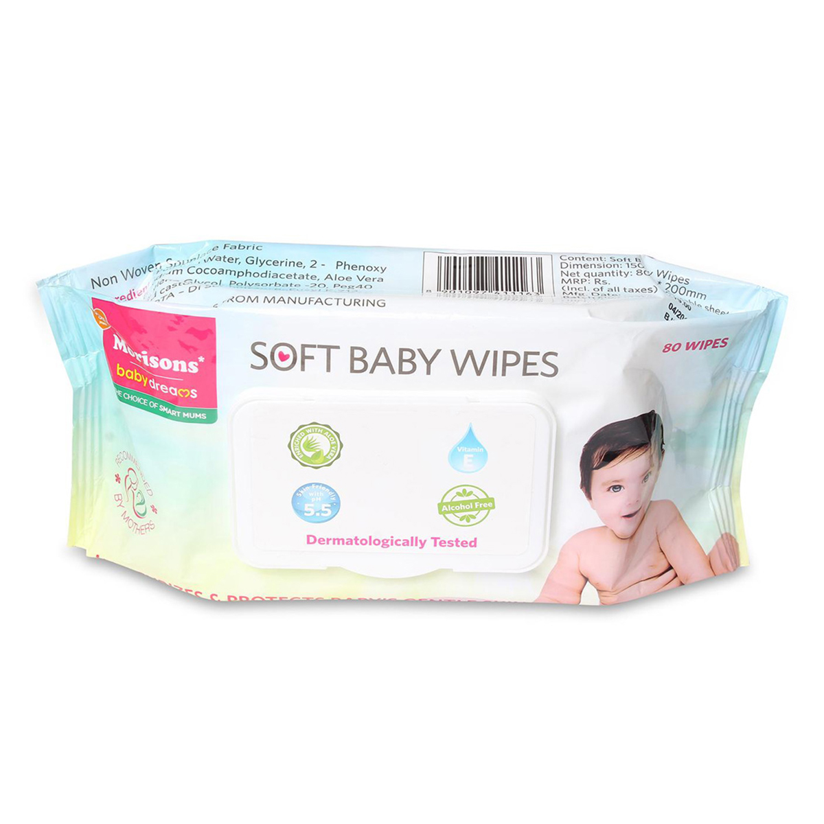 Morisons Soft Baby Wipes, 80 Count, Pack of 1 Morisons Soft Baby Wipes, 80 Count, Pack of 1