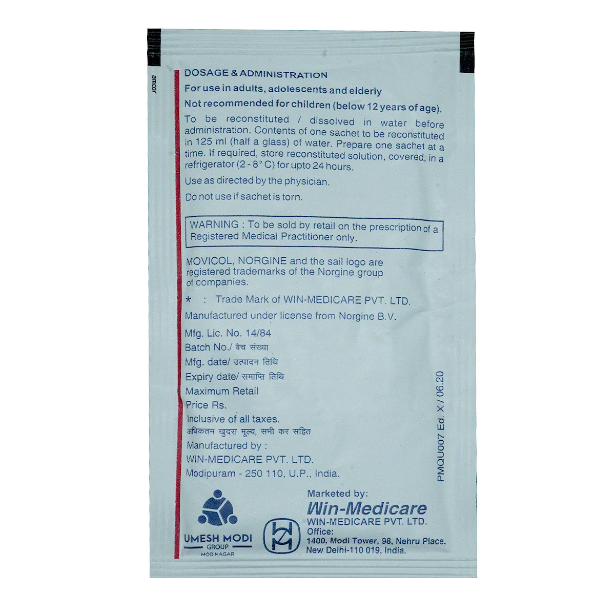 Movicol Sachet 13.81 gm, Pack of 1 POWDER Movicol Sachet 13.81 gm, Pack of 1 POWDER