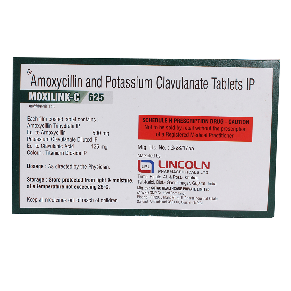 Moxilink C 625 Tablet 10's, Pack of 10 TABLETS Moxilink C 625 Tablet 10's, Pack of 10 TABLETS