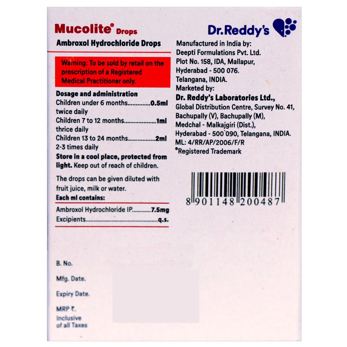 Mucolite Drops 15 ml, Pack of 1 ORAL DROPS Mucolite Drops 15 ml, Pack of 1 ORAL DROPS