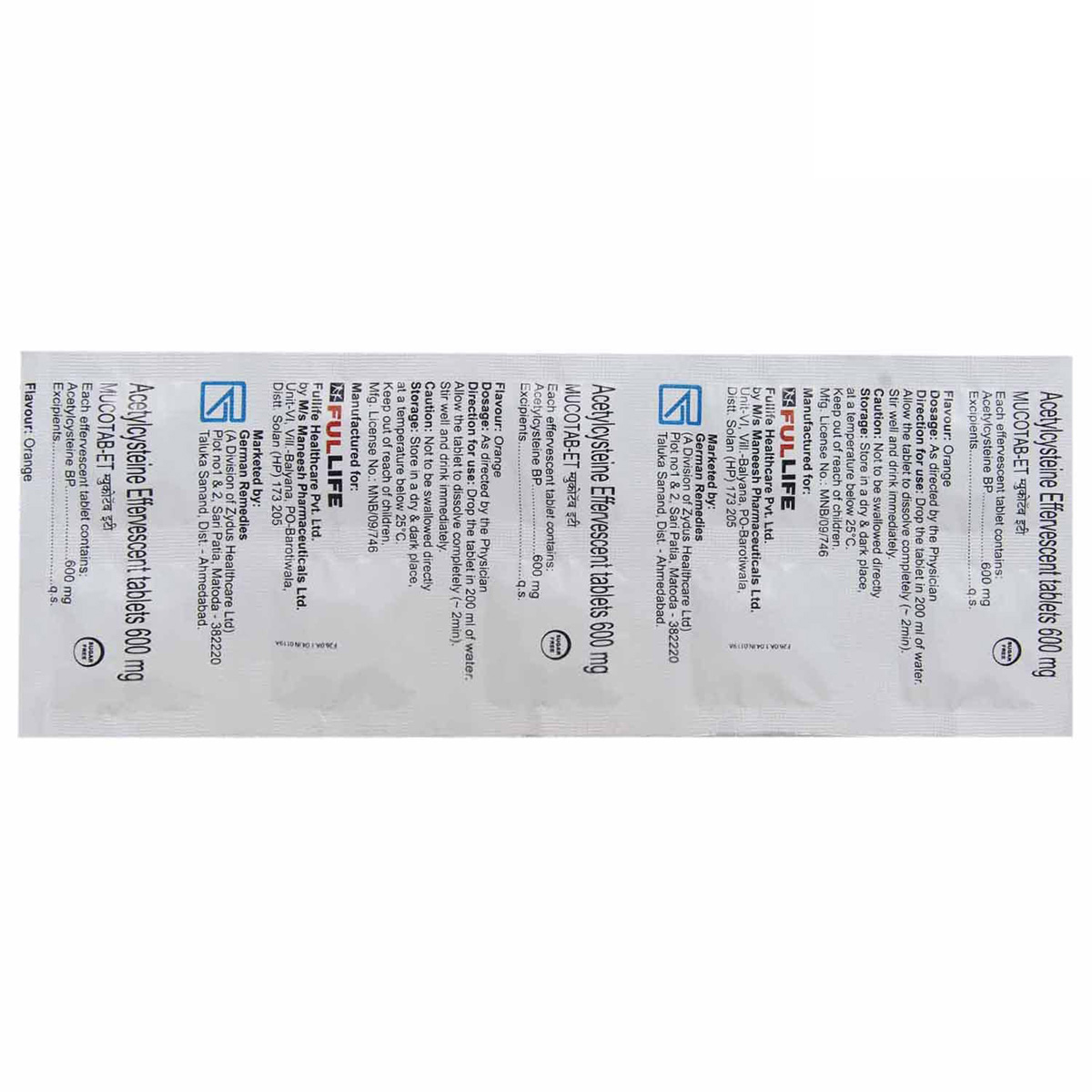 Mucotab ET Tablet 10's, Pack of 10 EFFERVESCENT TABLETS Mucotab ET Tablet 10's, Pack of 10 EFFERVESCENT TABLETS