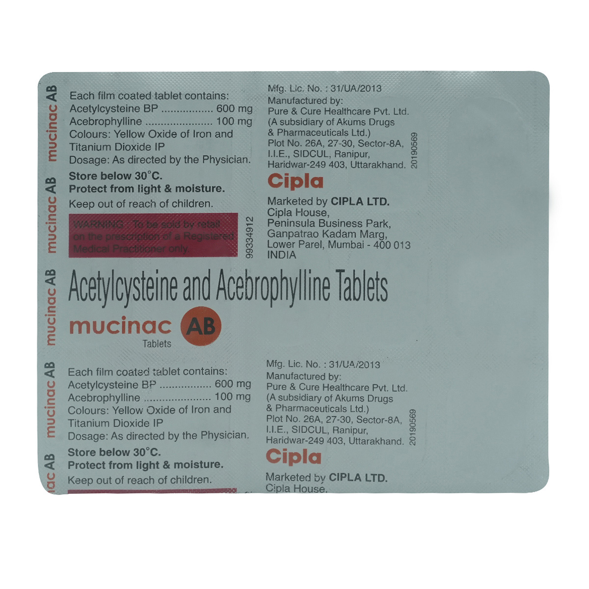 Mucinac AB Tablet 15's, Pack of 15 TabletS Mucinac AB Tablet 15's, Pack of 15 TabletS