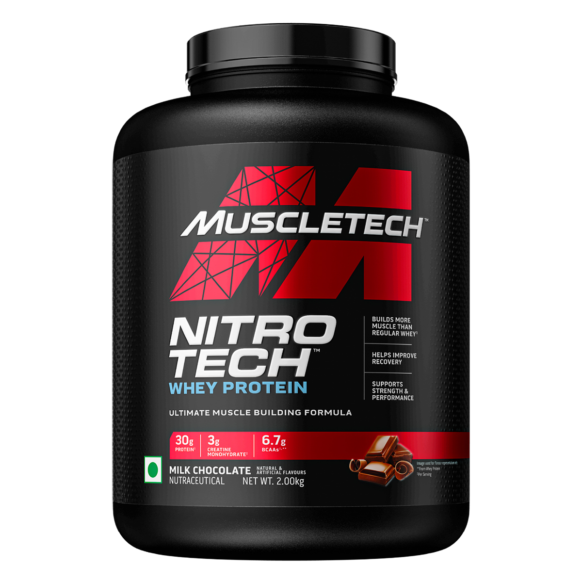 MuscleTech Nitrotech Whey Protein Milk Chocolate Flavour Powder, 2 kg, Pack of 1 MuscleTech Nitrotech Whey Protein Milk Chocolate Flavour Powder, 2 kg, Pack of 1