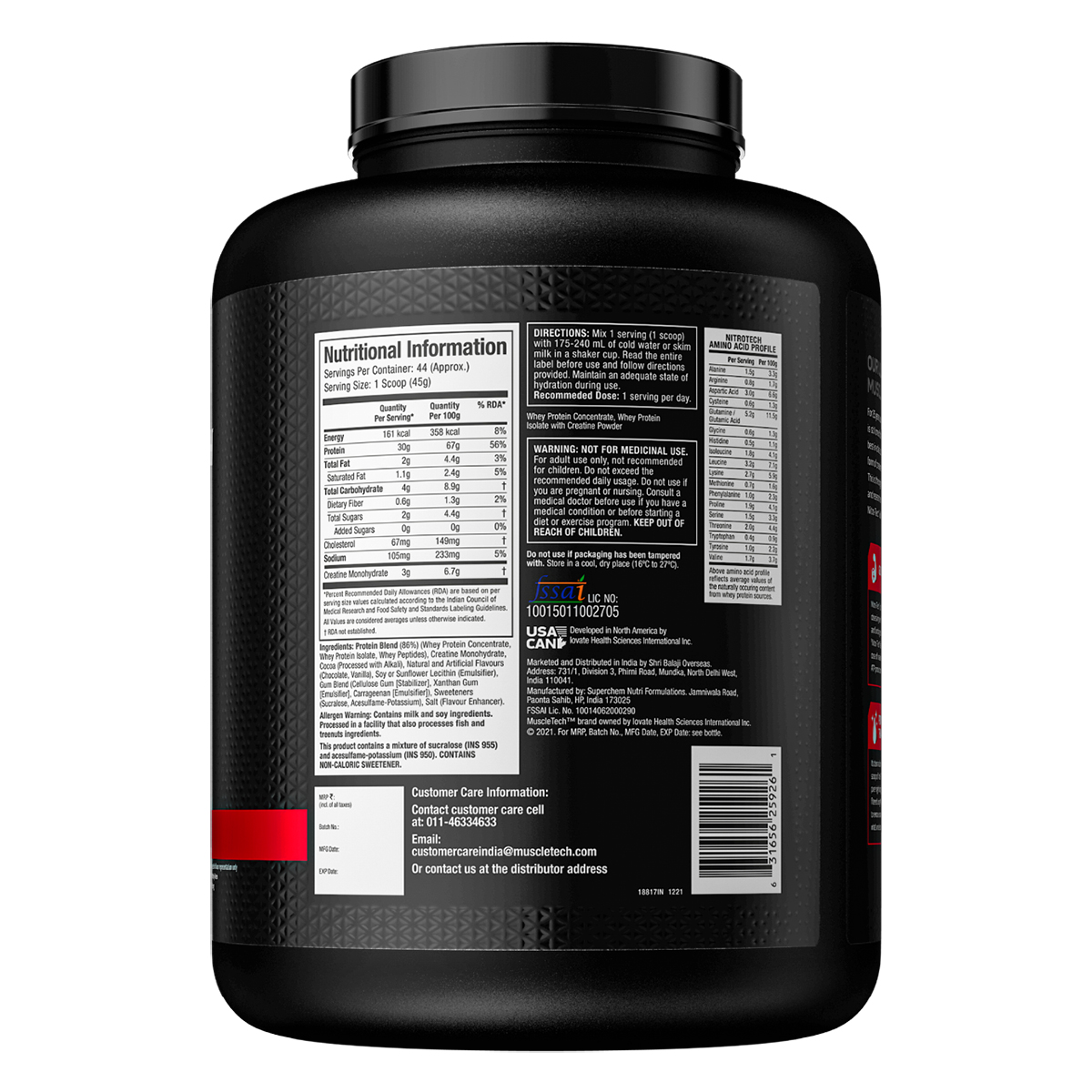 MuscleTech Nitrotech Whey Protein Milk Chocolate Flavour Powder, 2 kg, Pack of 1 MuscleTech Nitrotech Whey Protein Milk Chocolate Flavour Powder, 2 kg, Pack of 1