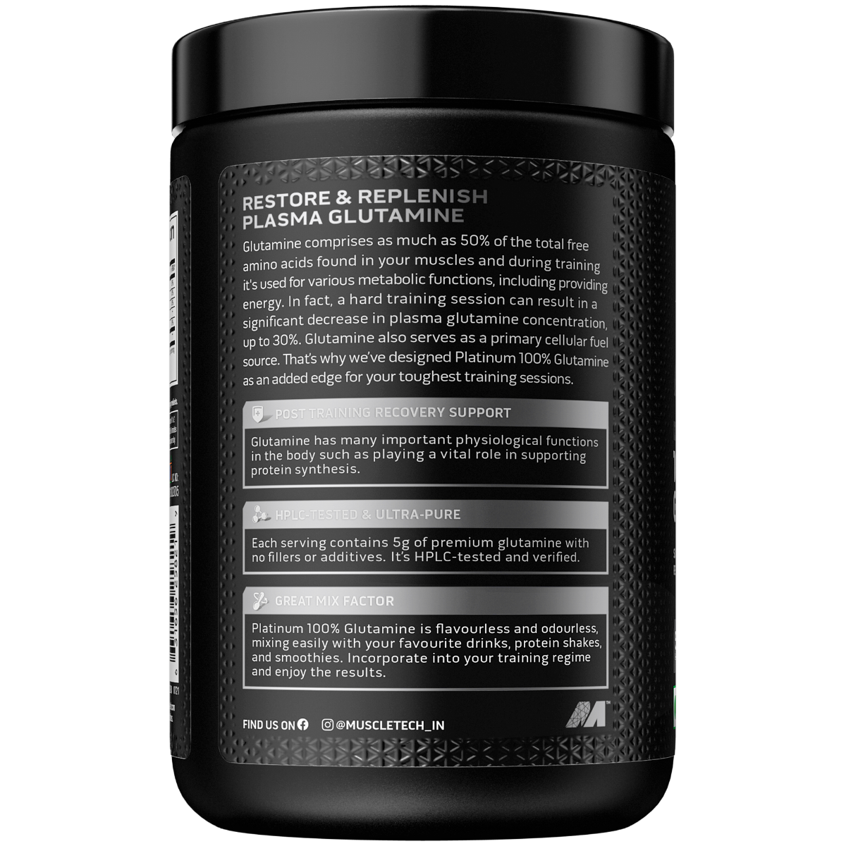 MuscleTech Platinum 100% Glutamine Unflavour Powder, 250 gm, Pack of 1 MuscleTech Platinum 100% Glutamine Unflavour Powder, 250 gm, Pack of 1