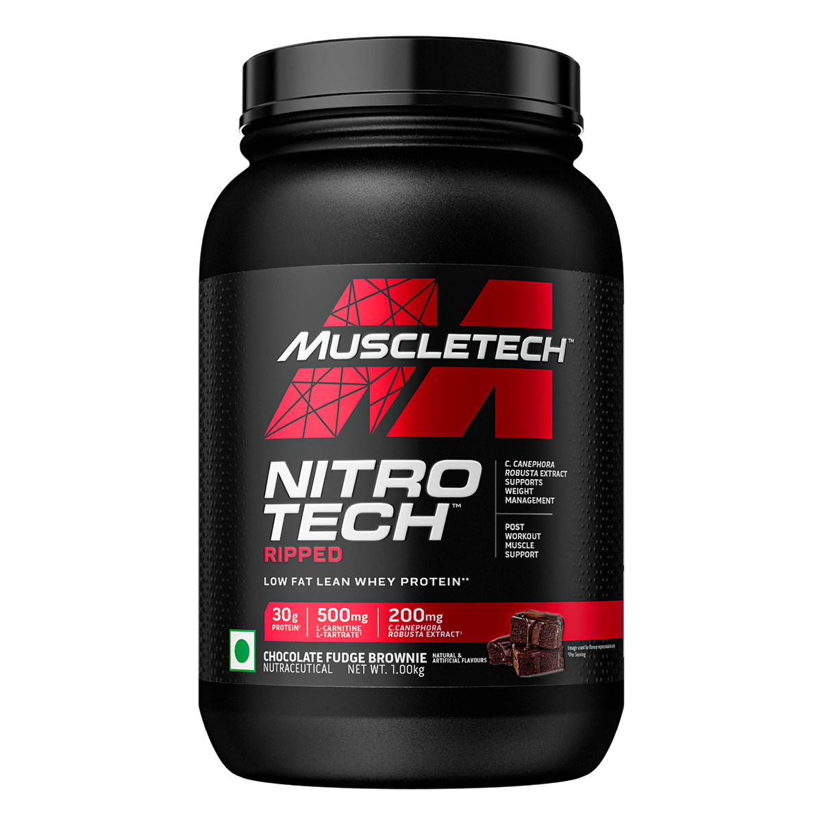 Muscletech Nitrotech Ripped Low Fat Whey Protein Chocolate Fudge Brownie Flavour Powder, 1 kg, Pack of 1 Muscletech Nitrotech Ripped Low Fat Whey Protein Chocolate Fudge Brownie Flavour Powder, 1 kg, Pack of 1