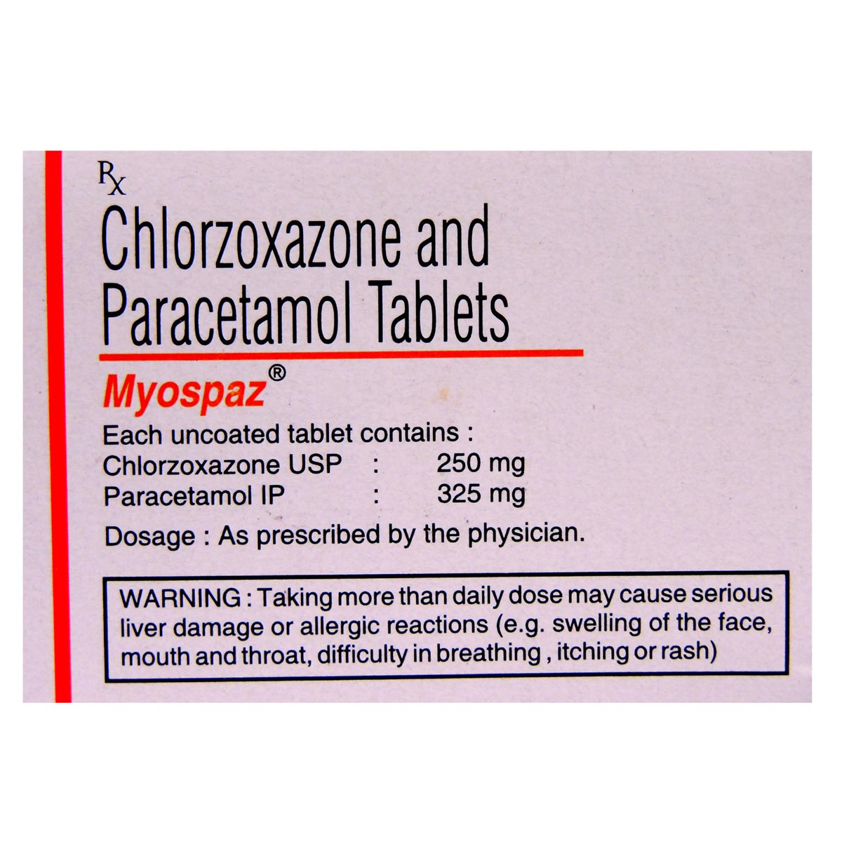 Myospaz Tablet 10's, Pack of 10 TABLETS Myospaz Tablet 10's, Pack of 10 TABLETS