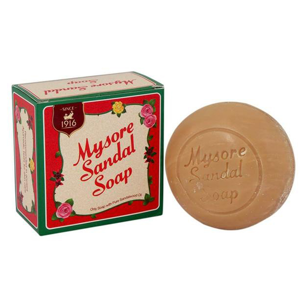 Mysore Sandal Soap 150 gm | Pure Sandalwood Oil | Keeps Skin Glowing, Bleamish Fress & Beautiful, Pack of 1 Mysore Sandal Soap 150 gm | Pure Sandalwood Oil | Keeps Skin Glowing, Bleamish Fress & Beautiful, Pack of 1