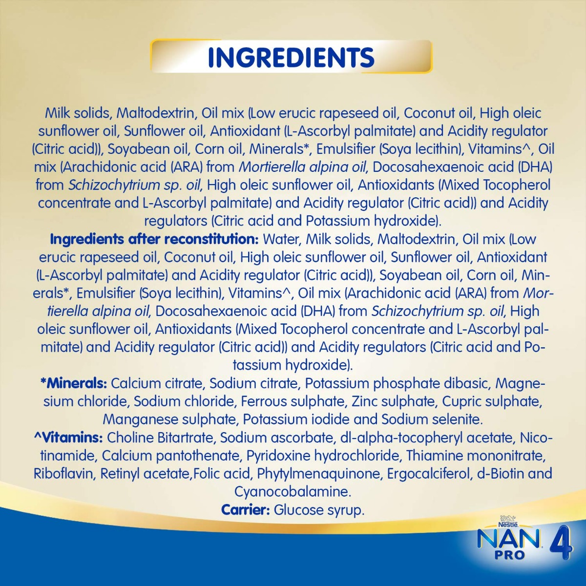 Nestle Nan Pro Follow-Up Formula Stage 4 (After 18 to 24 Months) Powder, 400 gm Refill Pack, Pack of 1 Nestle Nan Pro Follow-Up Formula Stage 4 (After 18 to 24 Months) Powder, 400 gm Refill Pack, Pack of 1
