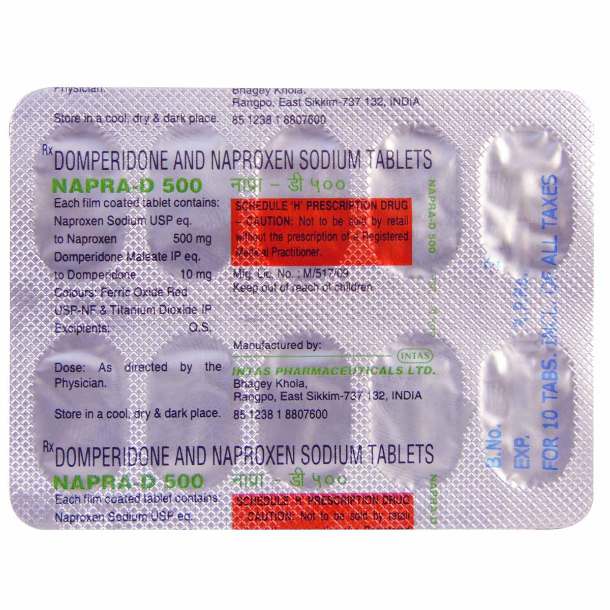 Napra-D 500 Tablet 10's, Pack of 10 TABLETS Napra-D 500 Tablet 10's, Pack of 10 TABLETS
