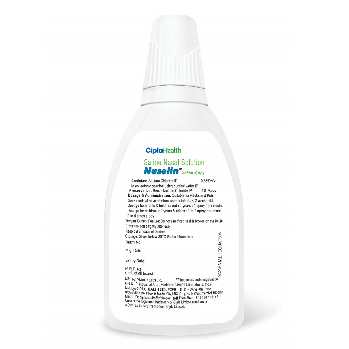 Naselin Saline Nasal Spray, 20 ml, Pack of 1 Naselin Saline Nasal Spray, 20 ml, Pack of 1