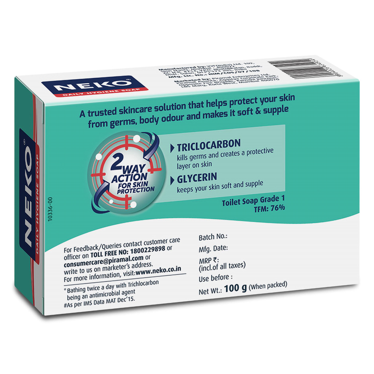 Neko Daily Hygiene Soap 100 gm | 24Hrs Germ Protection | Removes Body Odour | For Healthy Skin, Pack of 1 Neko Daily Hygiene Soap 100 gm | 24Hrs Germ Protection | Removes Body Odour | For Healthy Skin, Pack of 1