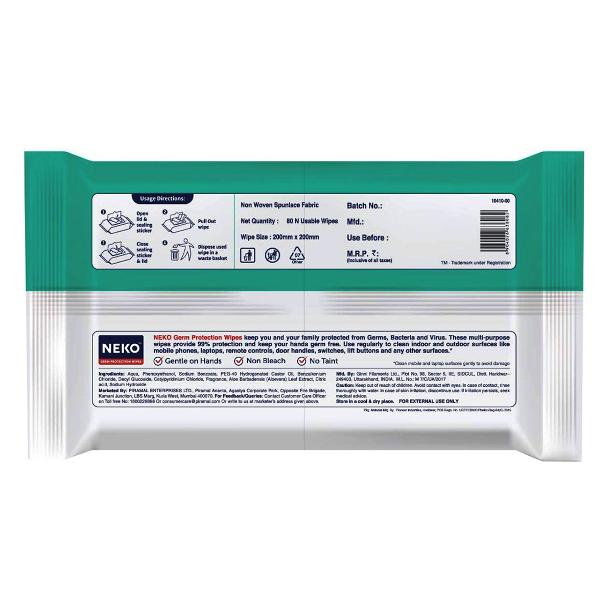 Neko Germ Protection Wipes, 80 Count, Pack of 1 Neko Germ Protection Wipes, 80 Count, Pack of 1