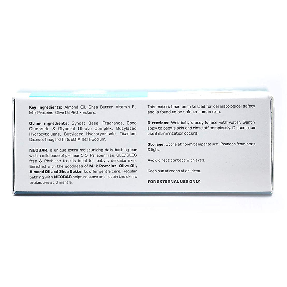 Neobar Moisturizing Bathing Bar 75gm | Milk Protein, Shea Butter, Almond Oil, Olive Oil | Gentle Cleansing | Skin Friendly pH5.5| For Baby's Delicate Skin, Pack of 1 Neobar Moisturizing Bathing Bar 75gm | Milk Protein, Shea Butter, Almond Oil, Olive Oil | Gentle Cleansing | Skin Friendly pH5.5| For Baby's Delicate Skin, Pack of 1