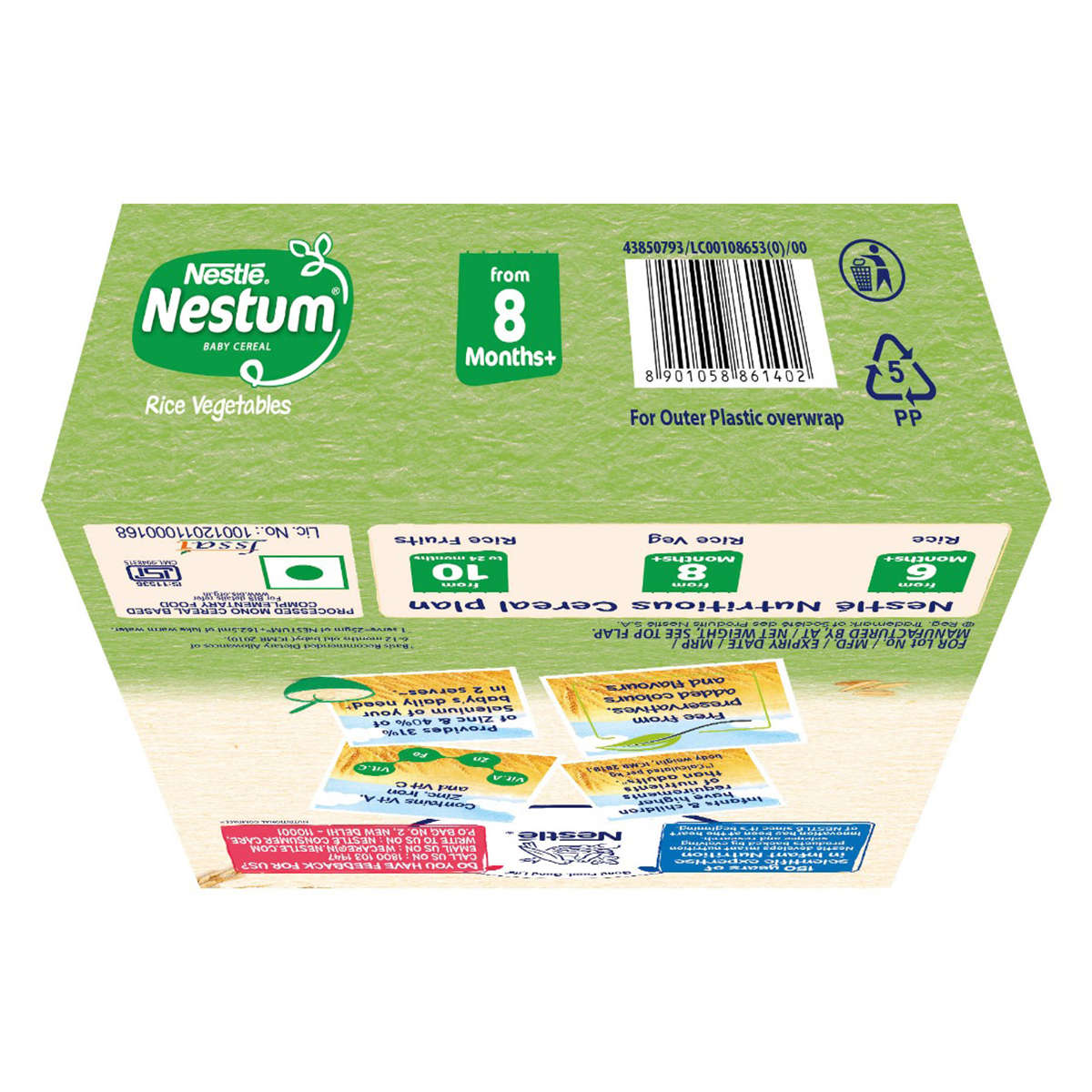 Nestle Nestum Baby Cereal Rice Vegetables (From 8 Months+) Powder, 300 gm Refill Pack, Pack of 1