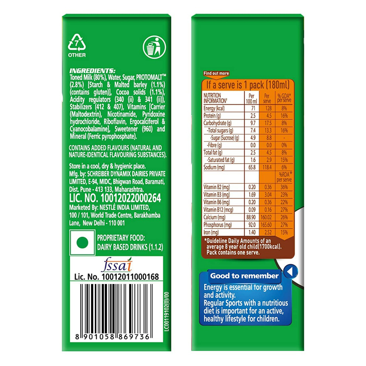 Nestle Milo Active-Go Cocoa-Malt Milk Health Drink, 180 ml, Pack of 1 Nestle Milo Active-Go Cocoa-Malt Milk Health Drink, 180 ml, Pack of 1