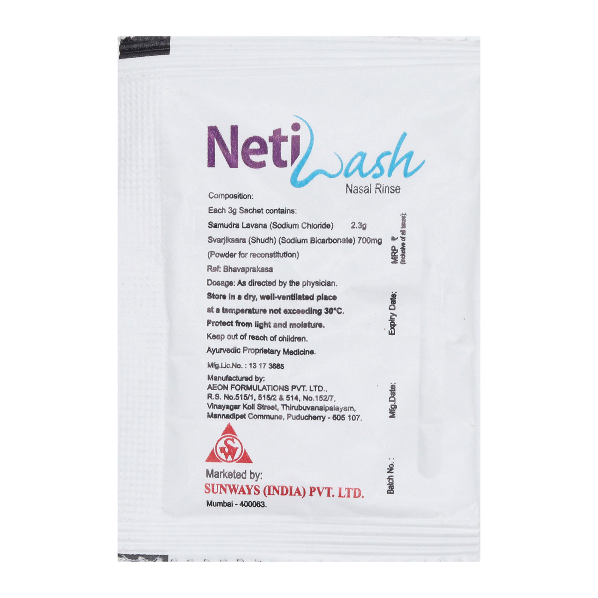 Netiwash Nasal Rinse Sachet 15's, Pack of 1 POWDER Netiwash Nasal Rinse Sachet 15's, Pack of 1 POWDER