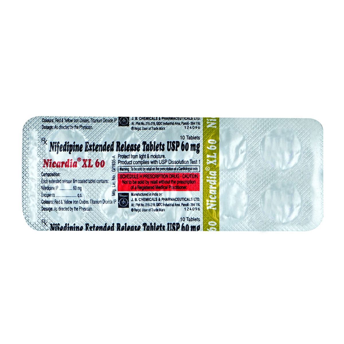 Nicardia XL 60 mg Tablet 10's, Pack of 10 TabletS Nicardia XL 60 mg Tablet 10's, Pack of 10 TabletS