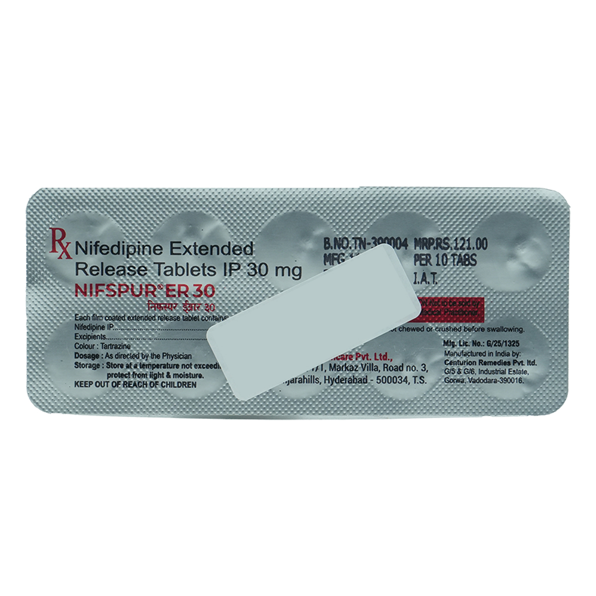 Nifspur ER 30 Tablet 10's, Pack of 10 TABLETS Nifspur ER 30 Tablet 10's, Pack of 10 TABLETS