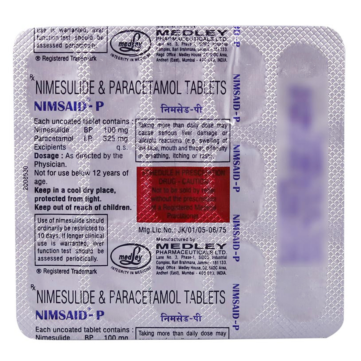 Nimsaid-P Tablet 15's, Pack of 15 TabletS Nimsaid-P Tablet 15's, Pack of 15 TabletS