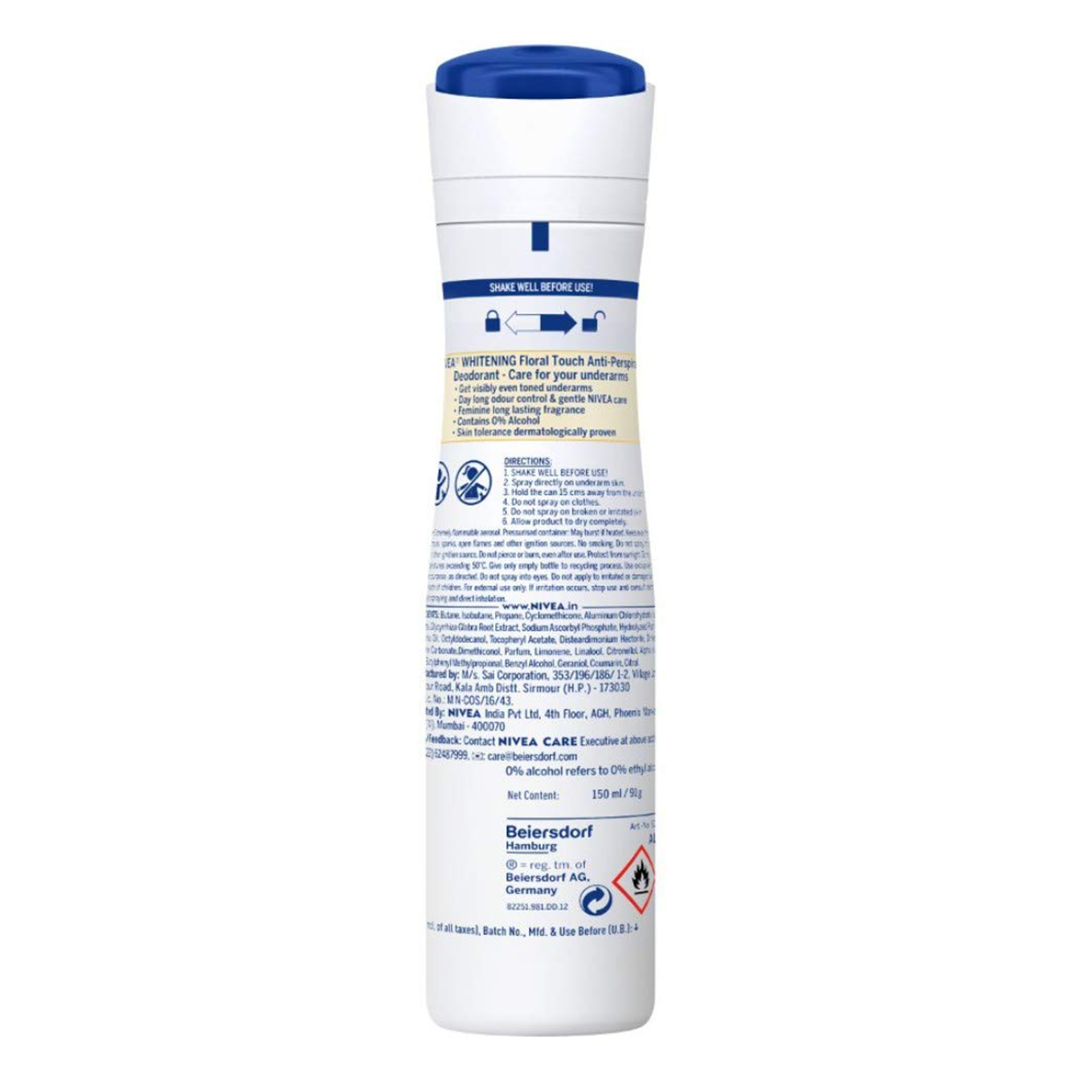 Nivea Whitening Floral Touch Deodorant Spray, 150 ml, Pack of 1 Nivea Whitening Floral Touch Deodorant Spray, 150 ml, Pack of 1