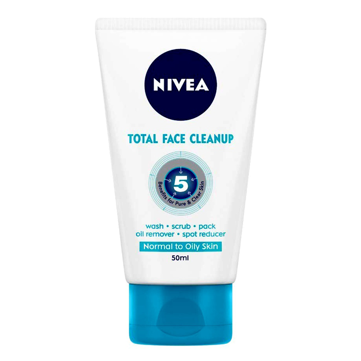 Nivea Total Face Cleanup Face Wash 50 ml | Enriched With Magnolia Extract | Removes Excess Oil | Reduce Dark Spot | For Normal To Oily Skin, Pack of 1 Nivea Total Face Cleanup Face Wash 50 ml | Enriched With Magnolia Extract | Removes Excess Oil | Reduce Dark Spot | For Normal To Oily Skin, Pack of 1