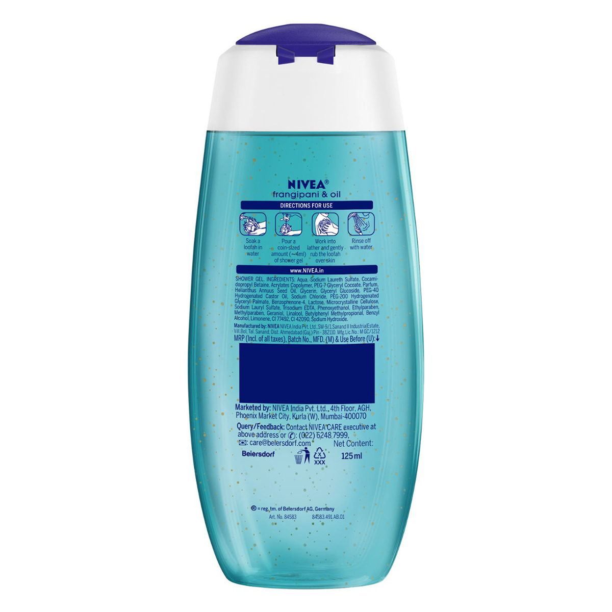 Nivea Frangipani & Oil Shower Gel 125 ml | Care Oil Pearls With Frangipani Flower Extract | Cleanses & Moisturises Skin, Pack of 1 Nivea Frangipani & Oil Shower Gel 125 ml | Care Oil Pearls With Frangipani Flower Extract | Cleanses & Moisturises Skin, Pack of 1