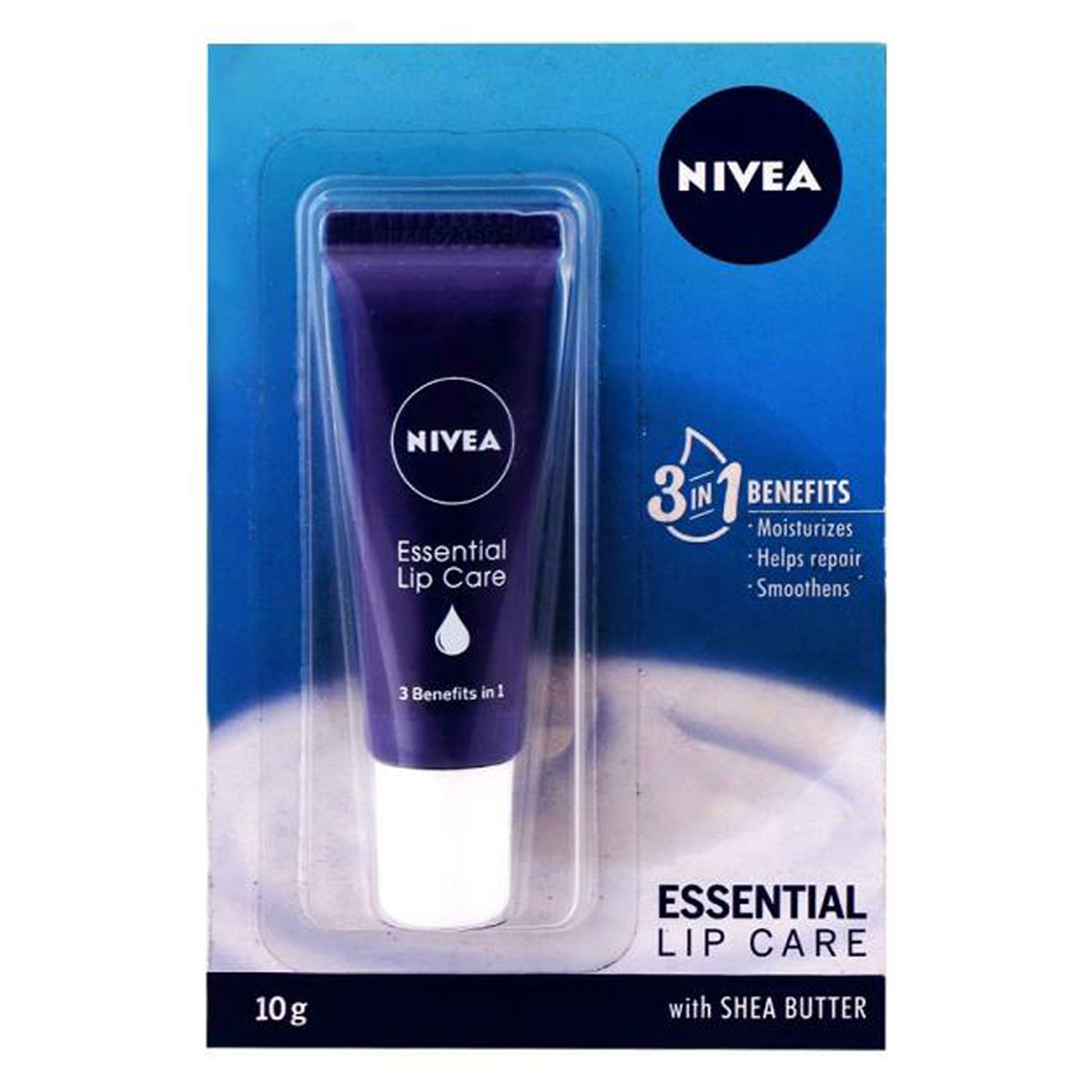 Nivea Essentials Lip Balm 10 gm | With Shea Butter | Moisturises, Smoothens & Repair Dry & Cracked Lips, Pack of 1 Nivea Essentials Lip Balm 10 gm | With Shea Butter | Moisturises, Smoothens & Repair Dry & Cracked Lips, Pack of 1