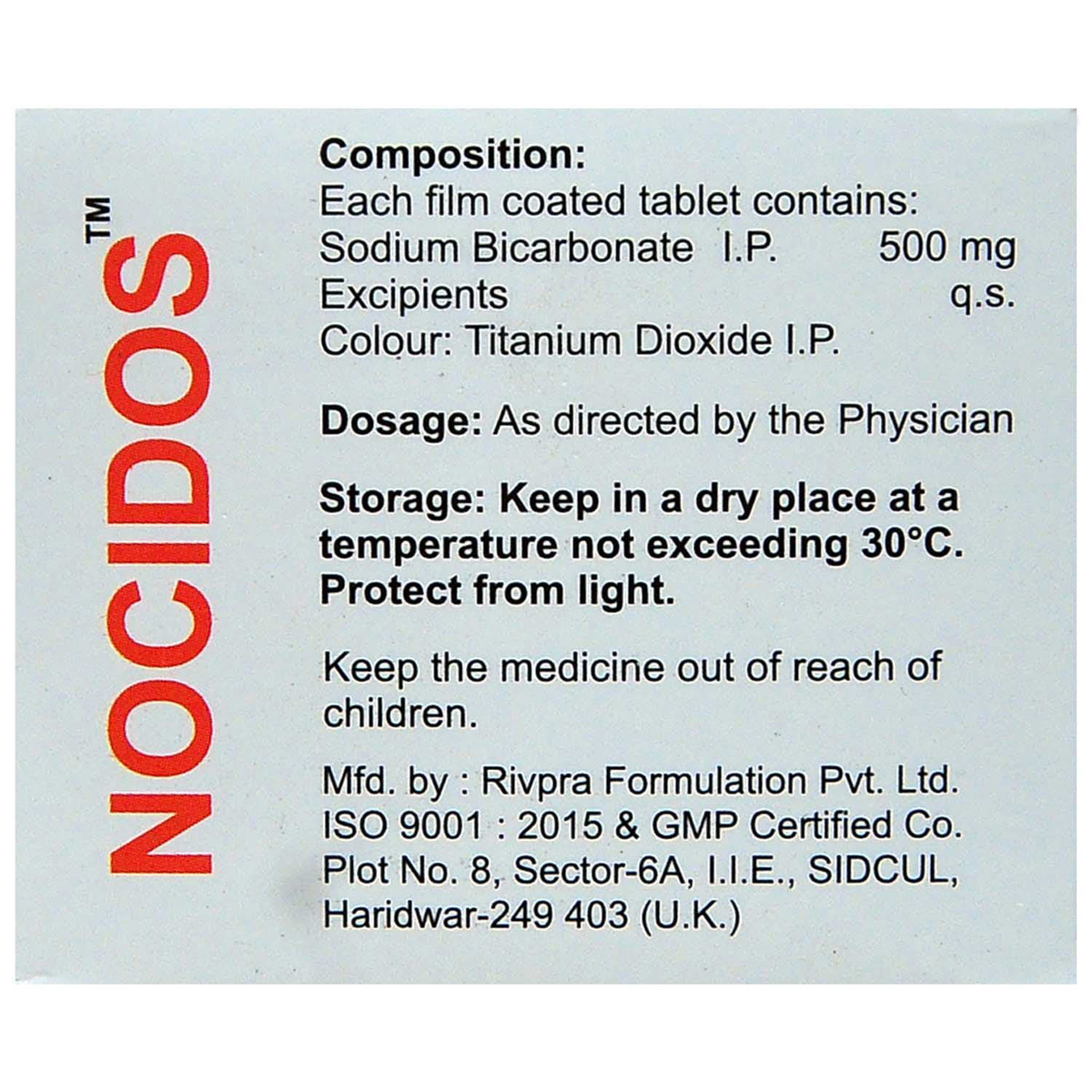 Nocidos Tablet 10's, Pack of 10 TABLETS Nocidos Tablet 10's, Pack of 10 TABLETS
