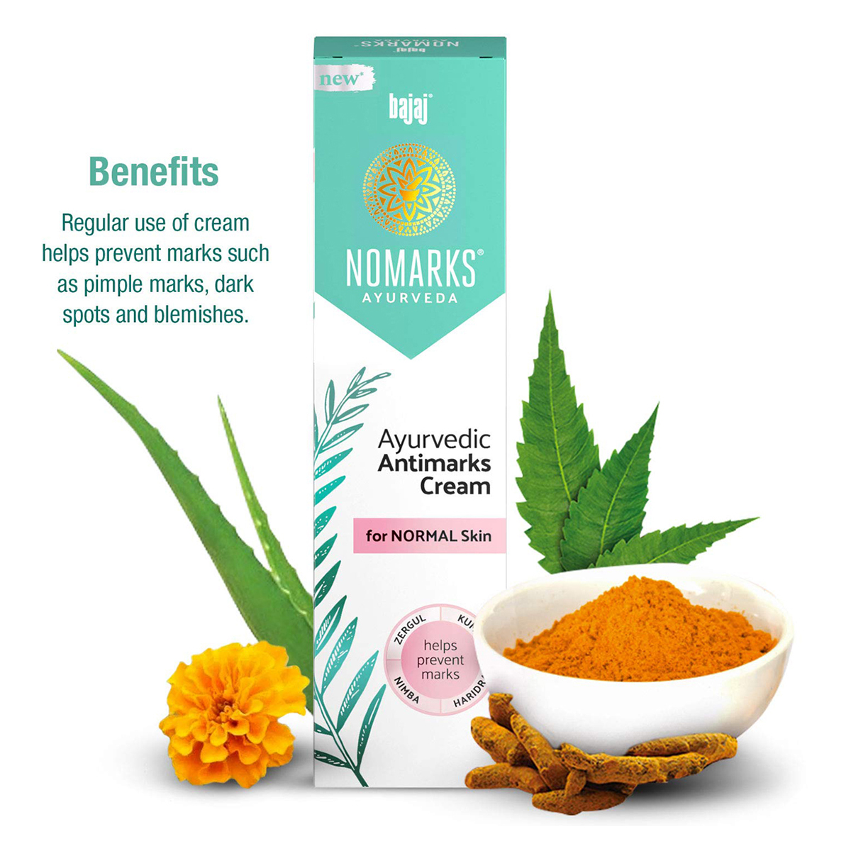 Bajaj Nomarks Anti-Marks Cream 25 gm | Calendula, Aloe Vera, Neem, Turmeric | Prevents Marks | For Normal Skin, Pack of 1 Bajaj Nomarks Anti-Marks Cream 25 gm | Calendula, Aloe Vera, Neem, Turmeric | Prevents Marks | For Normal Skin, Pack of 1