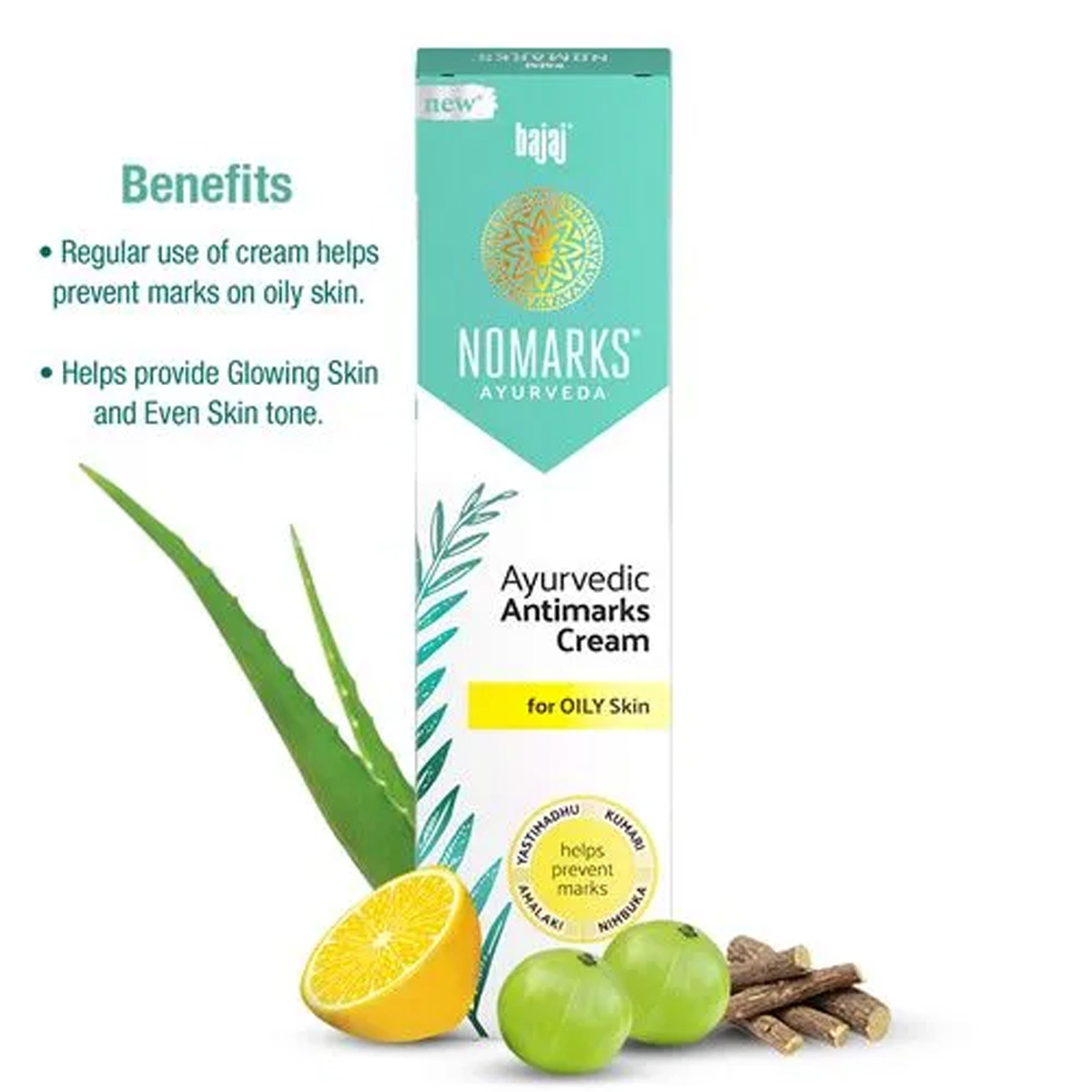 Nomarks Ayurvedic Antimarks Cream 25 gm | Yashtimadhu, Kumari, Amalai, Nimbuka | Removes Marks | For Oily Skin, Pack of 1 Nomarks Ayurvedic Antimarks Cream 25 gm | Yashtimadhu, Kumari, Amalai, Nimbuka | Removes Marks | For Oily Skin, Pack of 1