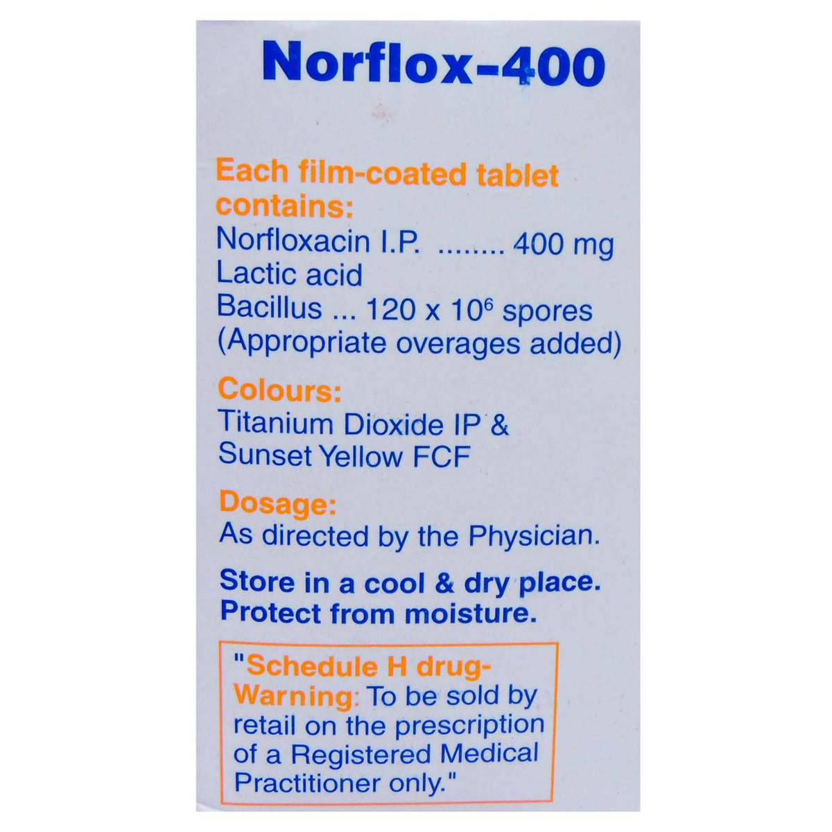 Norflox 400 Tablet 10's, Pack of 10 TABLETS Norflox 400 Tablet 10's, Pack of 10 TABLETS