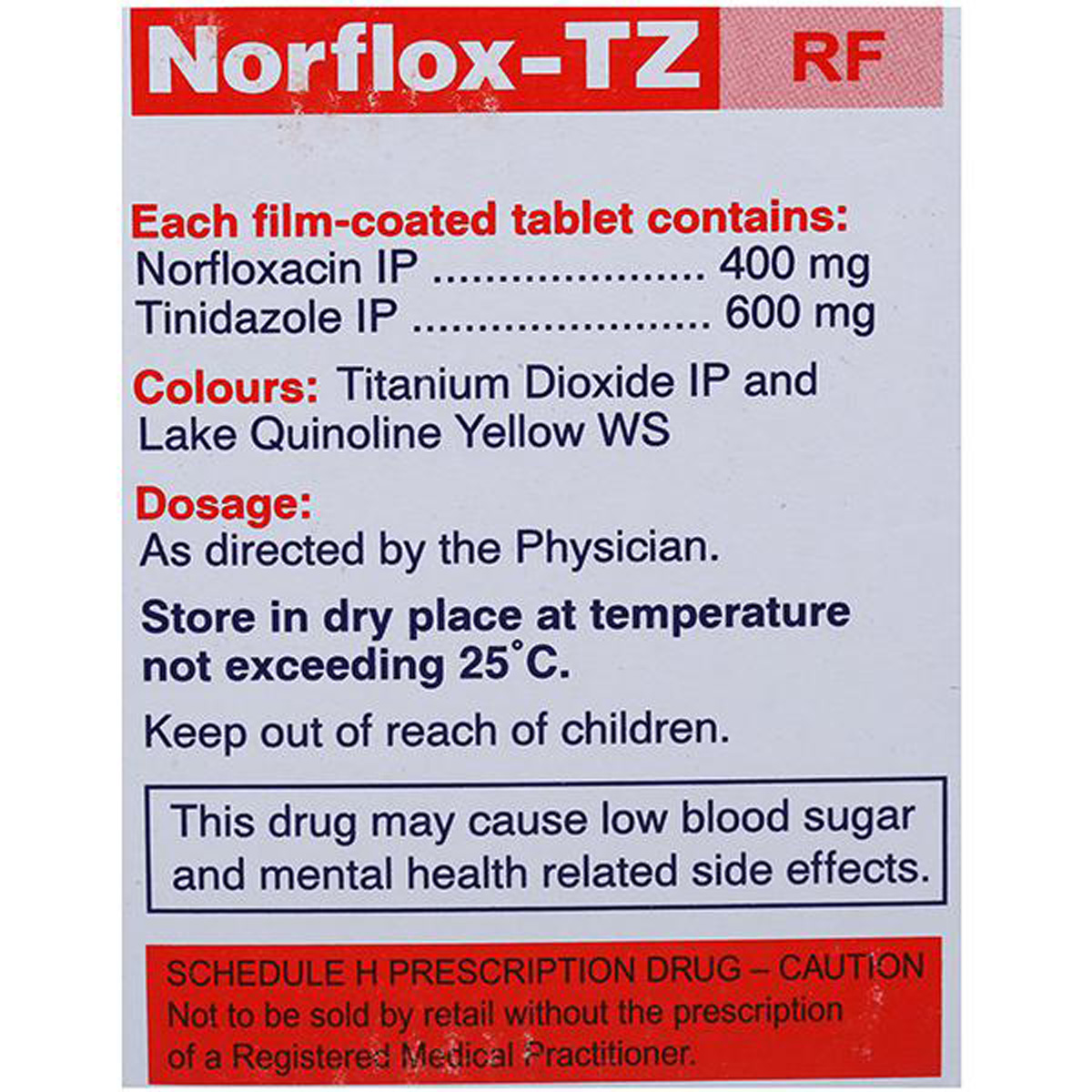 Norflox-TZ RF Tablet 10's, Pack of 10 TABLETS Norflox-TZ RF Tablet 10's, Pack of 10 TABLETS